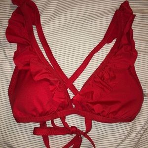 SOLD- Shade & shore red bikini ruffle top